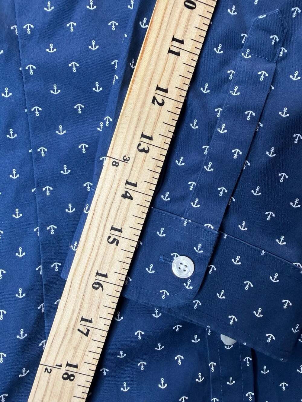 LL Bean Wrinkle Free Anchor Button Down Shirt Size S Pet Dark Blue - Picture 3 of 7